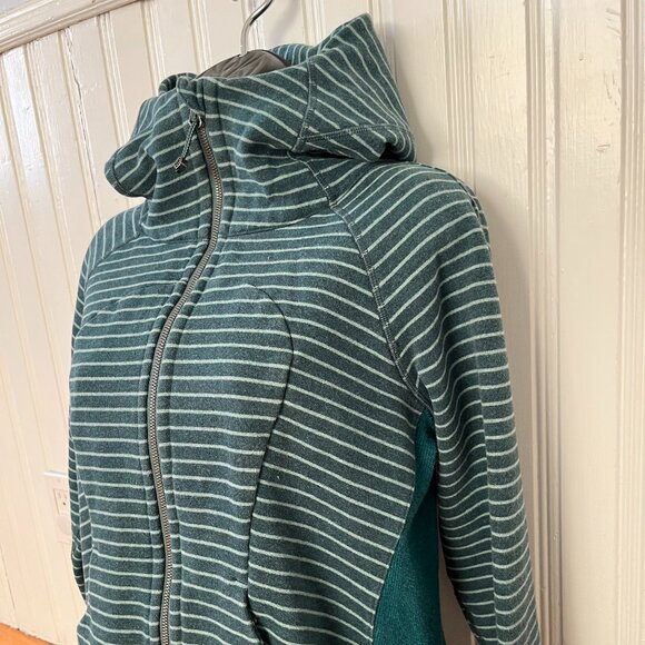 Lululemon Scuba Hoodie Classic Heather Emerald Green Stripe, Size 8 - Picture 3 of 12
